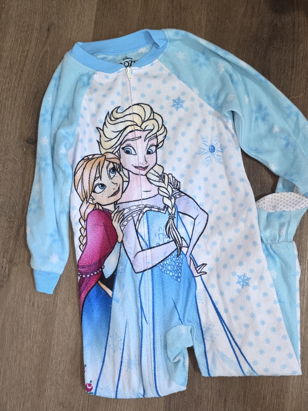 Disney Frozen Elsa & Anna Light Blue and White Girls Pajama Romper